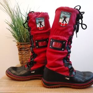 Pajar's of Mtl 🇨🇦 Women's Tall Red Lace-Up Waterproof Winter Expedition Boots